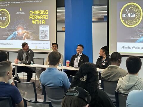 Alec D. Diaz on a panel at the University of Central Florida